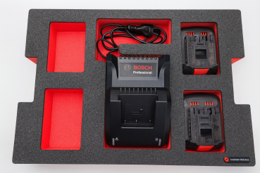 Schaumeinlage für Bosch Ladegerät GAL 18V-40 und 4x Akkus 18V GBA (kein ProCore) für neue Bosch L-Boxx 102 und 136